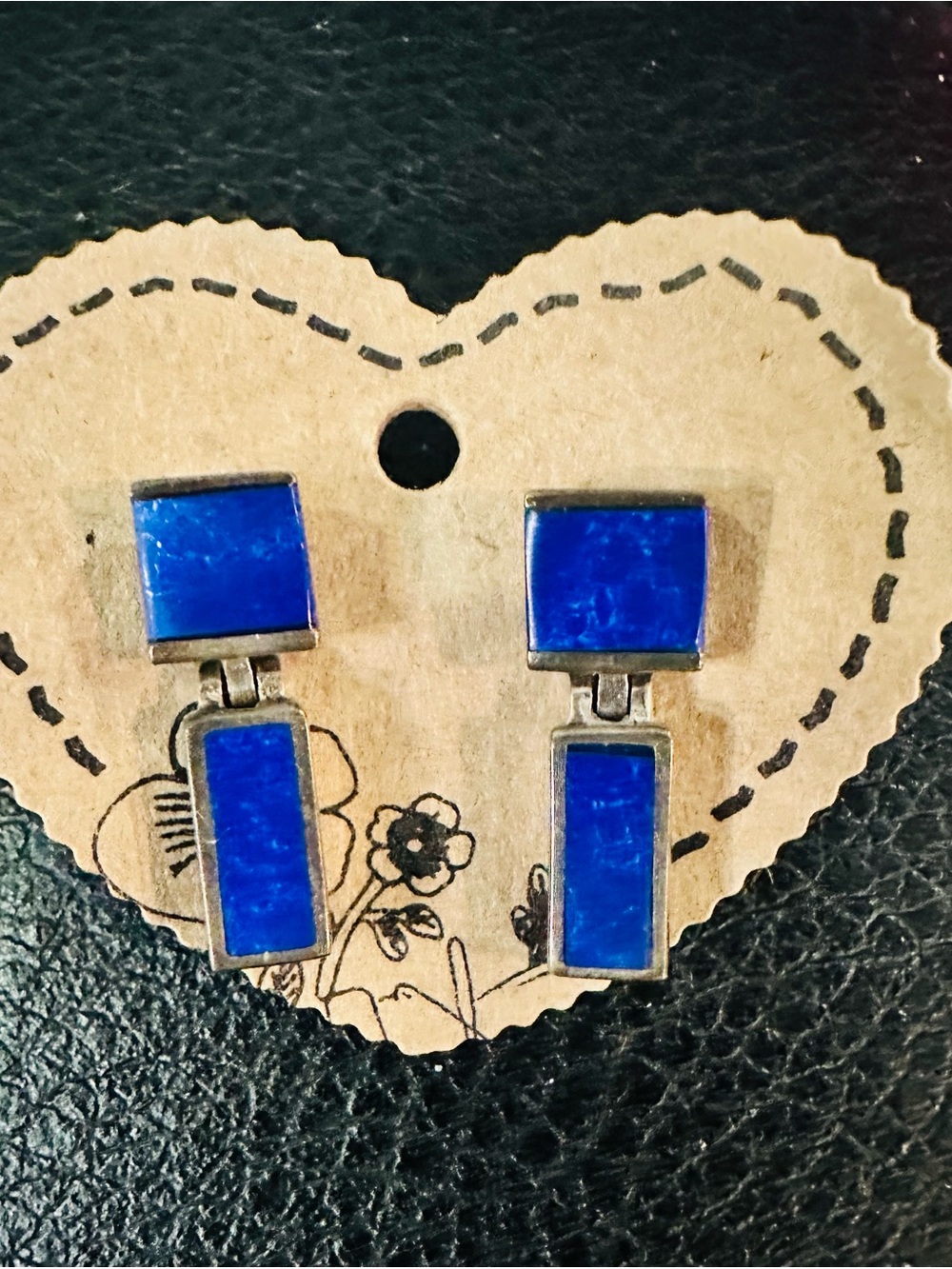 Women's Blue Rectangular Drop Earrings - Classic Geometric Design